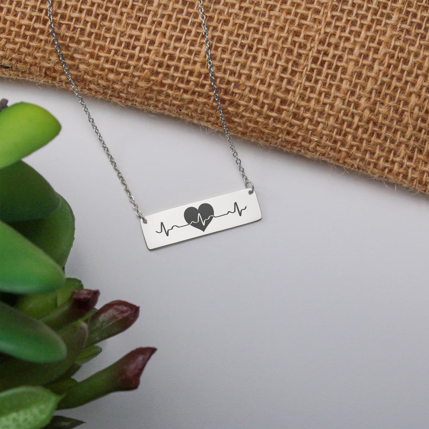 My Heart Beats for You- Horizontal Bar Necklace- a Gift for Wife/Girlfriend/Soulmate/Sister.