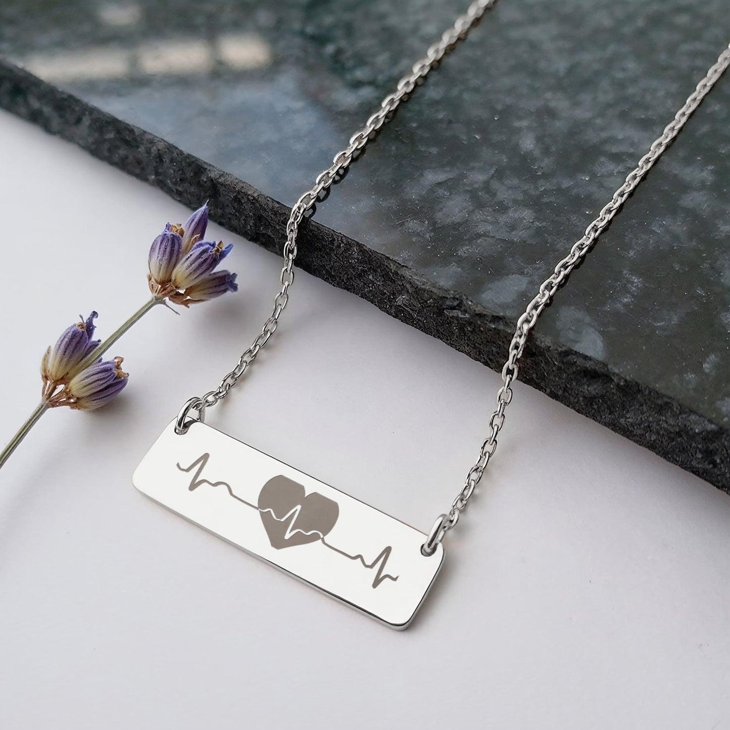 My Heart Beats for You- Horizontal Bar Necklace- a Gift for Wife/Girlfriend/Soulmate/Sister.