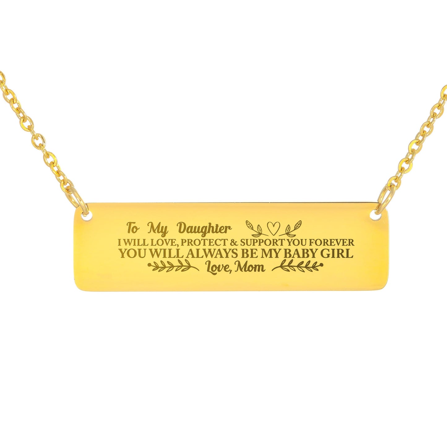 To My Daughter Horizontal Bar Necklace