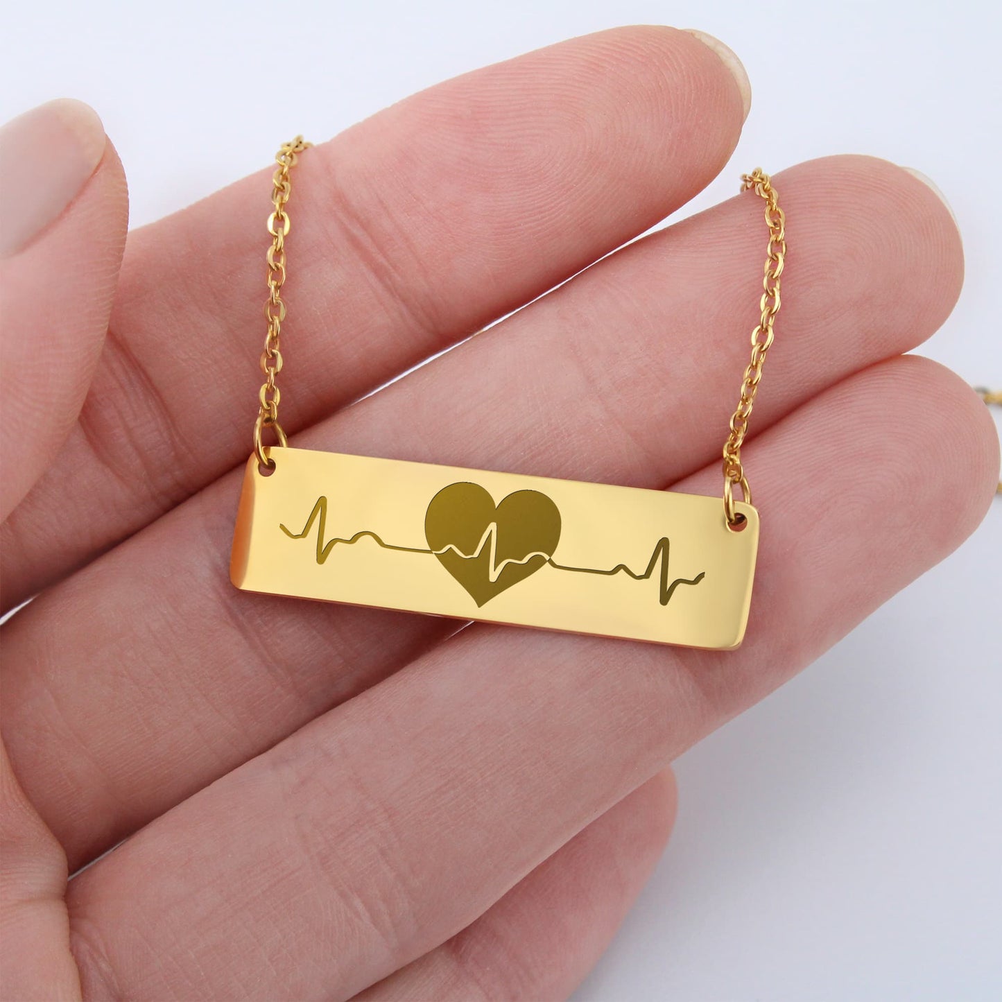 My Heart Beats for You- Horizontal Bar Necklace- a Gift for Wife/Girlfriend/Soulmate/Sister.