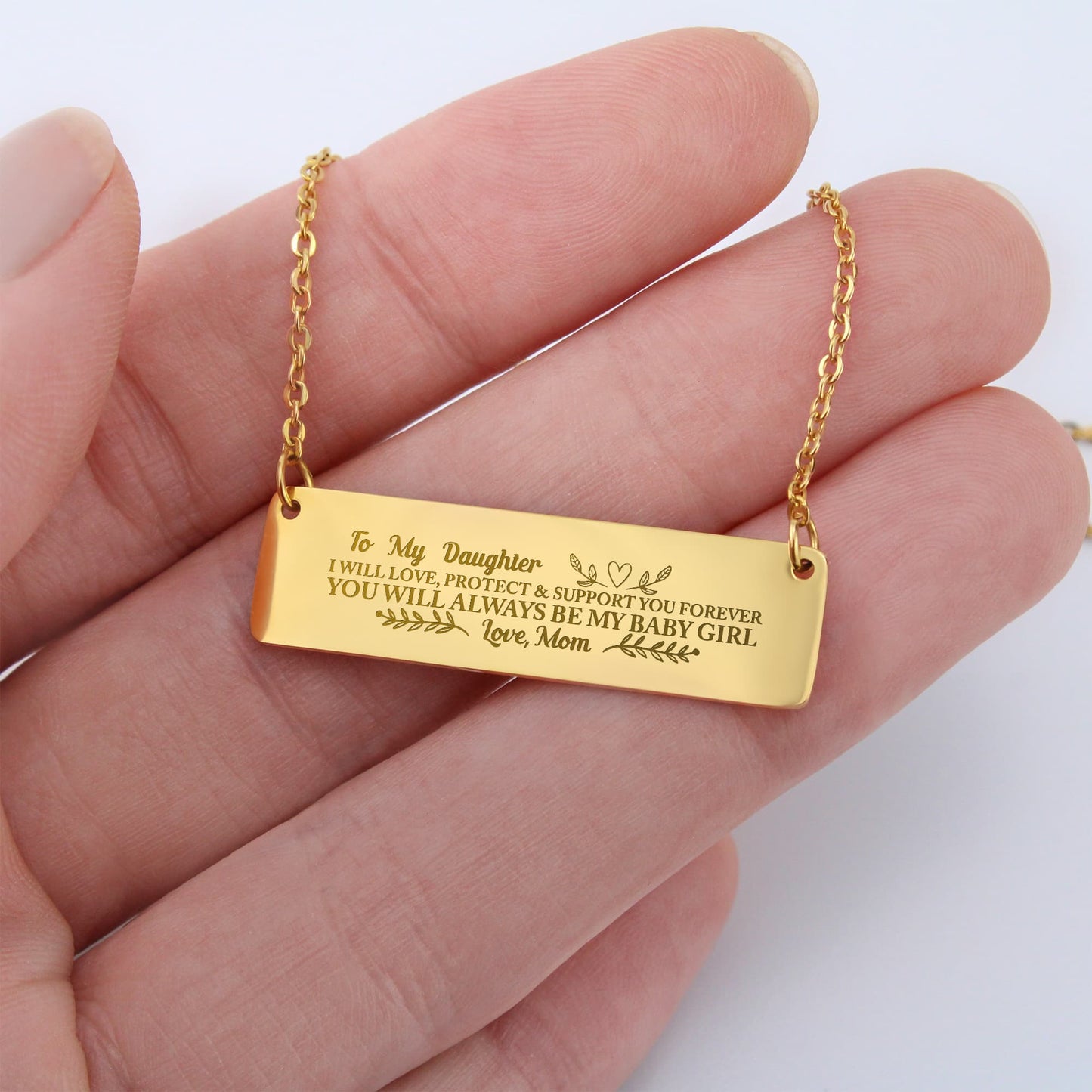 To My Daughter Horizontal Bar Necklace