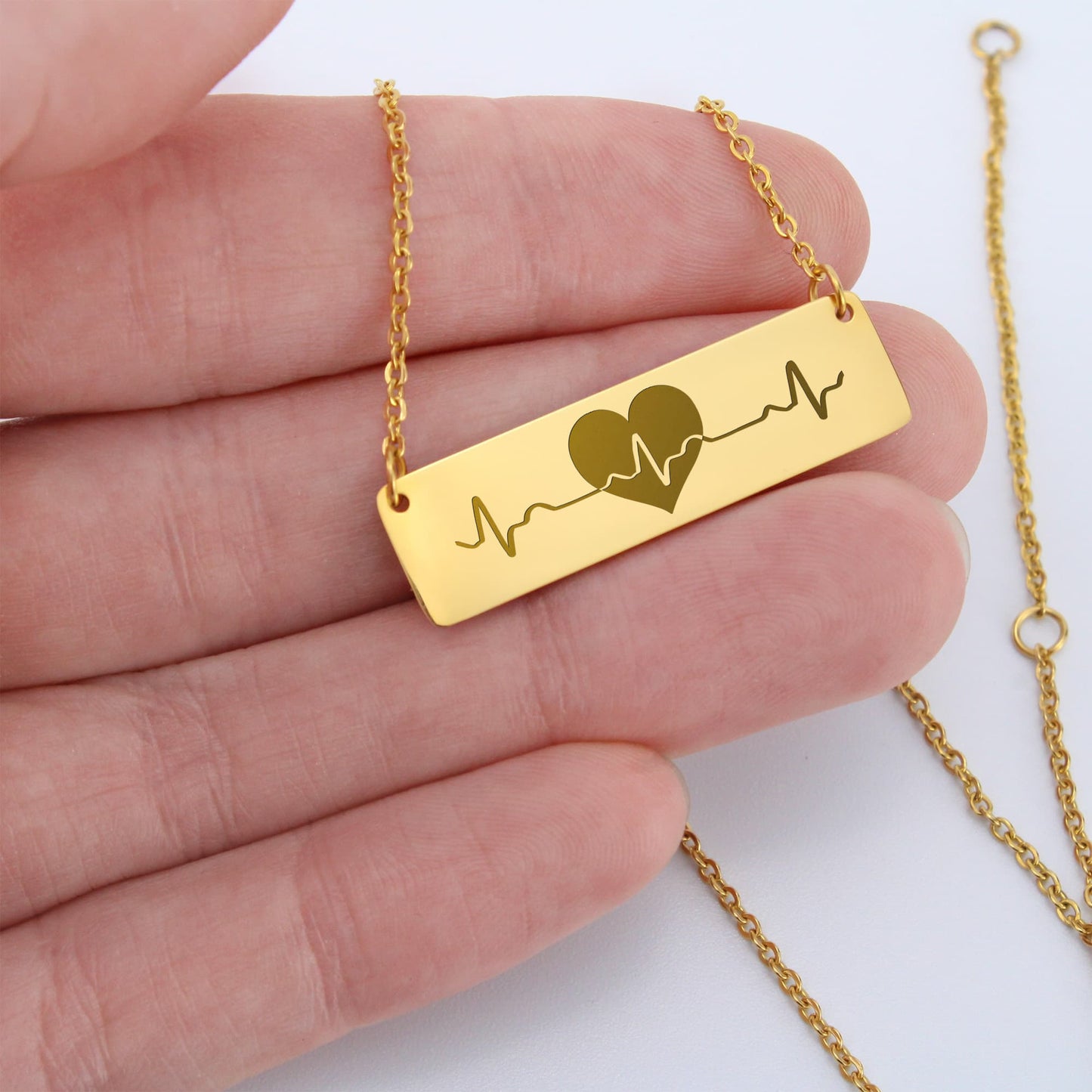 My Heart Beats for You- Horizontal Bar Necklace- a Gift for Wife/Girlfriend/Soulmate/Sister.