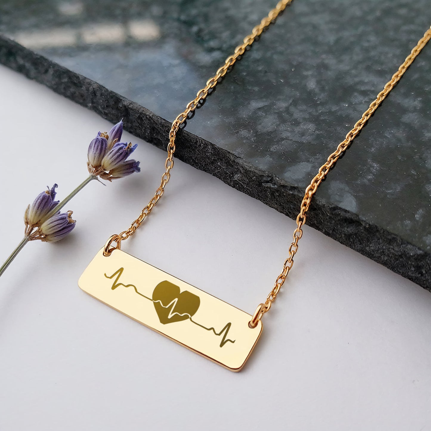 My Heart Beats for You- Horizontal Bar Necklace- a Gift for Wife/Girlfriend/Soulmate/Sister.