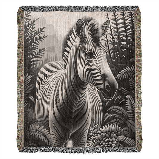 Zebra Illustration Heirloom Woven Blanket - Gift for Mothers/Fathers/Sons.