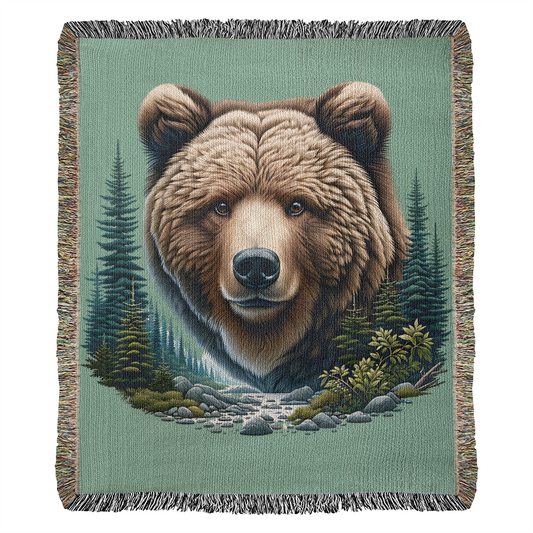 Bear Illustration Heirloom Woven Blanket- Gift for Sons/Fathers.