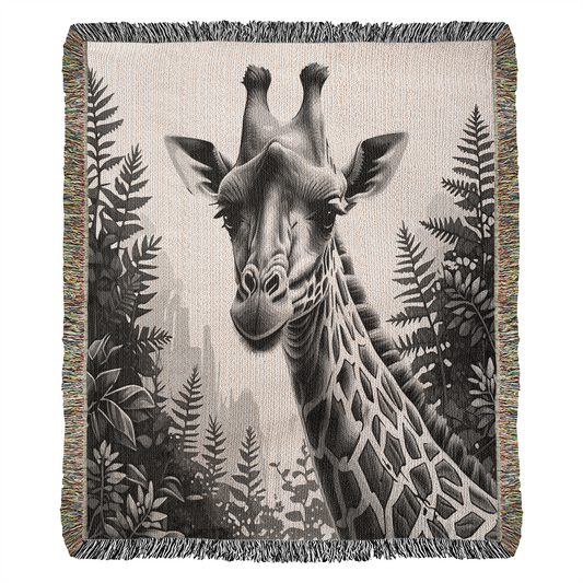 Giraffe Illustration Heirloom Woven Blanket- Gift for Mothers/Fathers/Daughters.