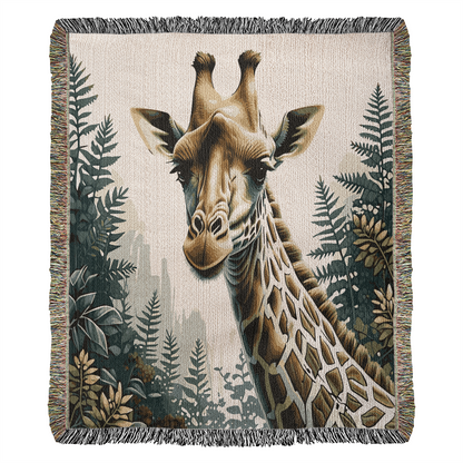 Giraffe Illustration Heirloom Woven Blanket- Gift for Mothers/Fathers/Daughters.