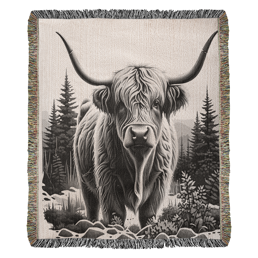 Highland Cow Heirloom Woven Blanket- Gift for Mothers/Daughters/Sons.