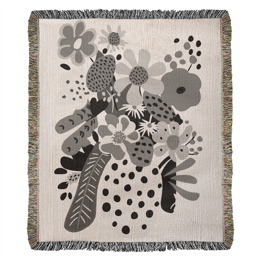 Botanical Bliss Heirloom Woven Blanket- a Gift for Mothers/Daughters.