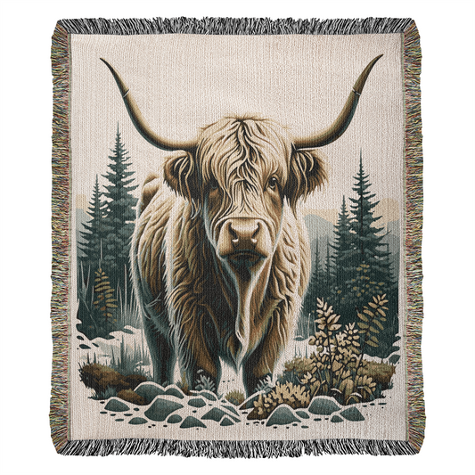 Highland Cow Heirloom Woven Blanket- Gift for Mothers/Daughters/Sons