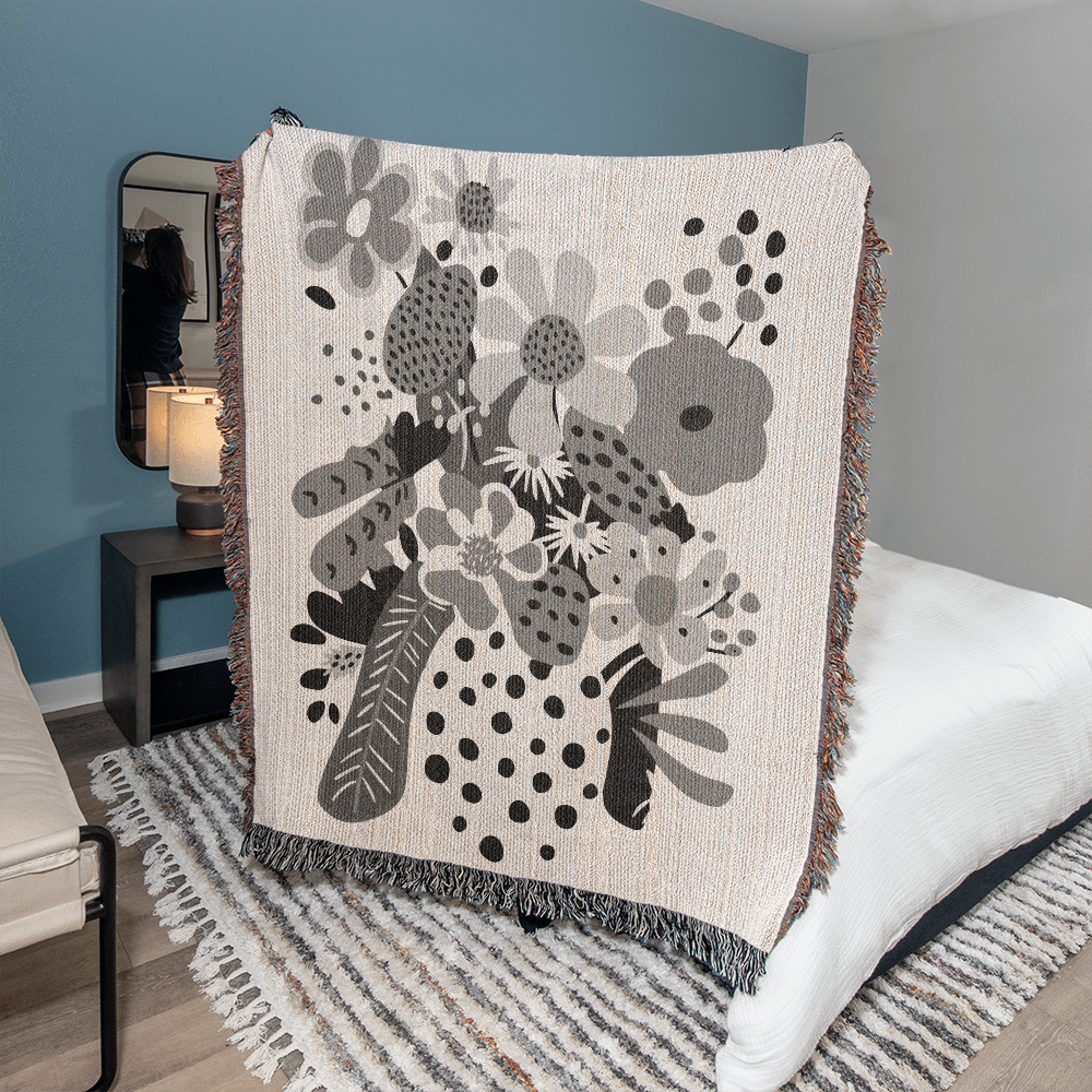 Botanical Bliss Heirloom Woven Blanket- a Gift for Mothers/Daughters.