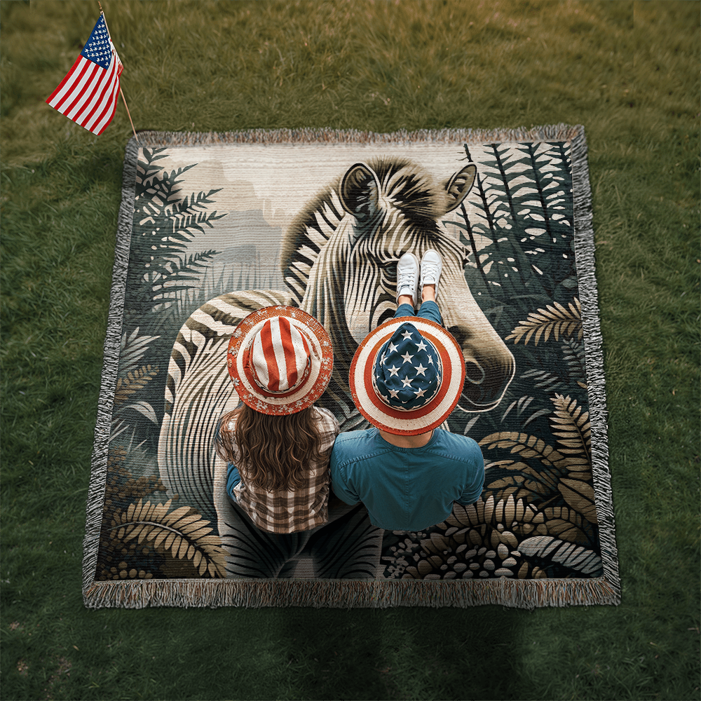 Zebra Illustration Heirloom Woven Blanket - Gift for Mothers/Fathers/Sons