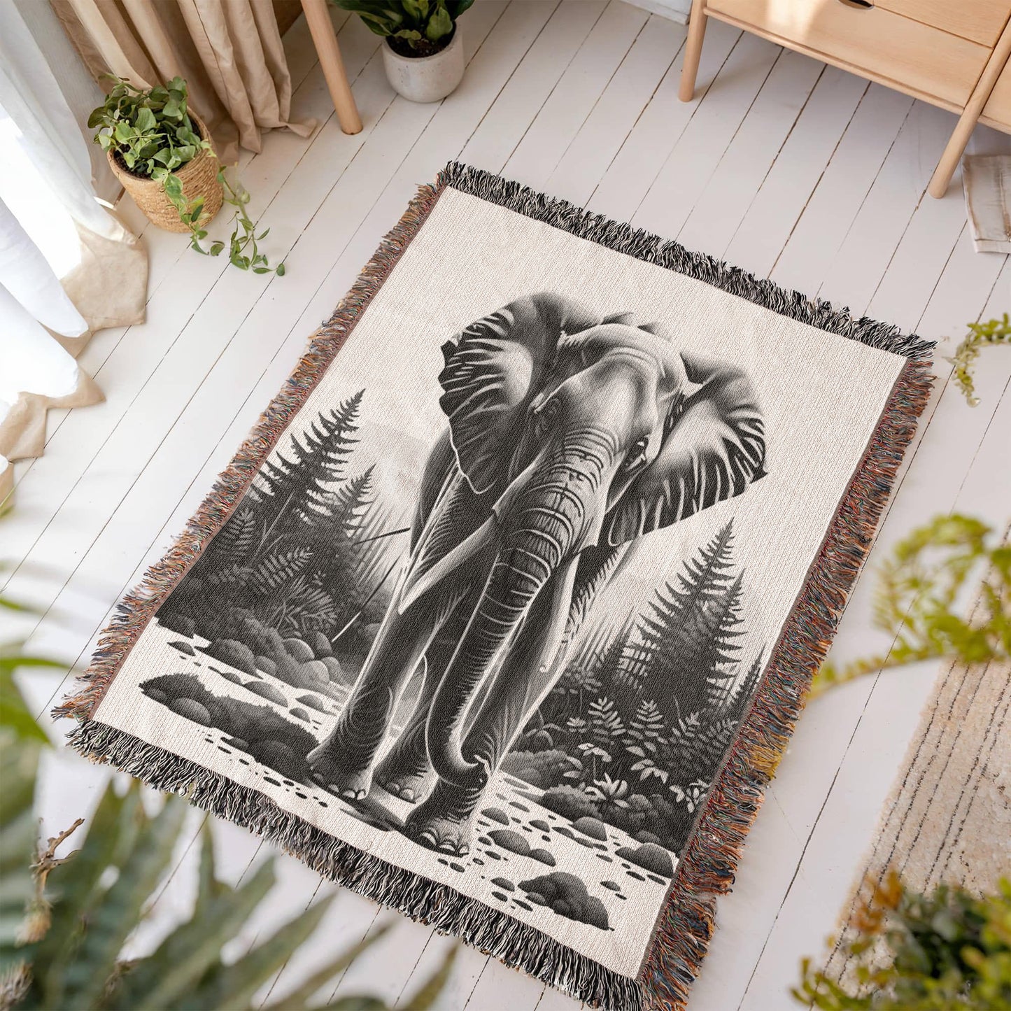 Giraffe Illustration Heirloom Woven Blanket- Gift for Mothers/Fathers/Daughters.