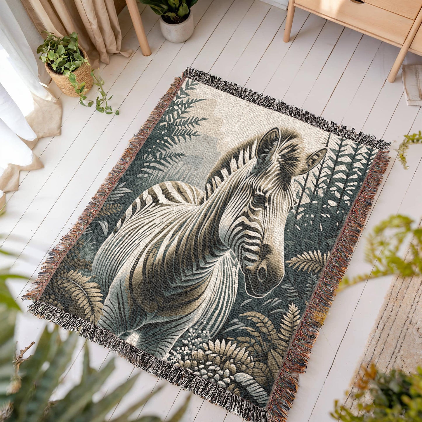 Zebra Illustration Heirloom Woven Blanket - Gift for Mothers/Fathers/Sons