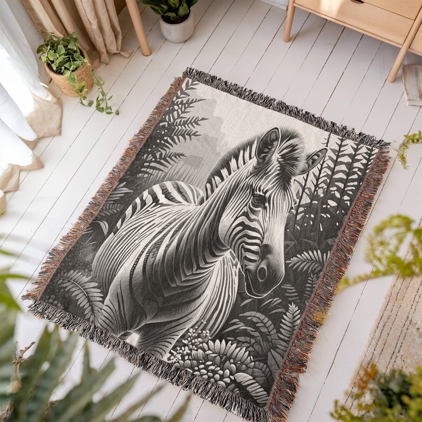 Zebra Illustration Heirloom Woven Blanket - Gift for Mothers/Fathers/Sons.