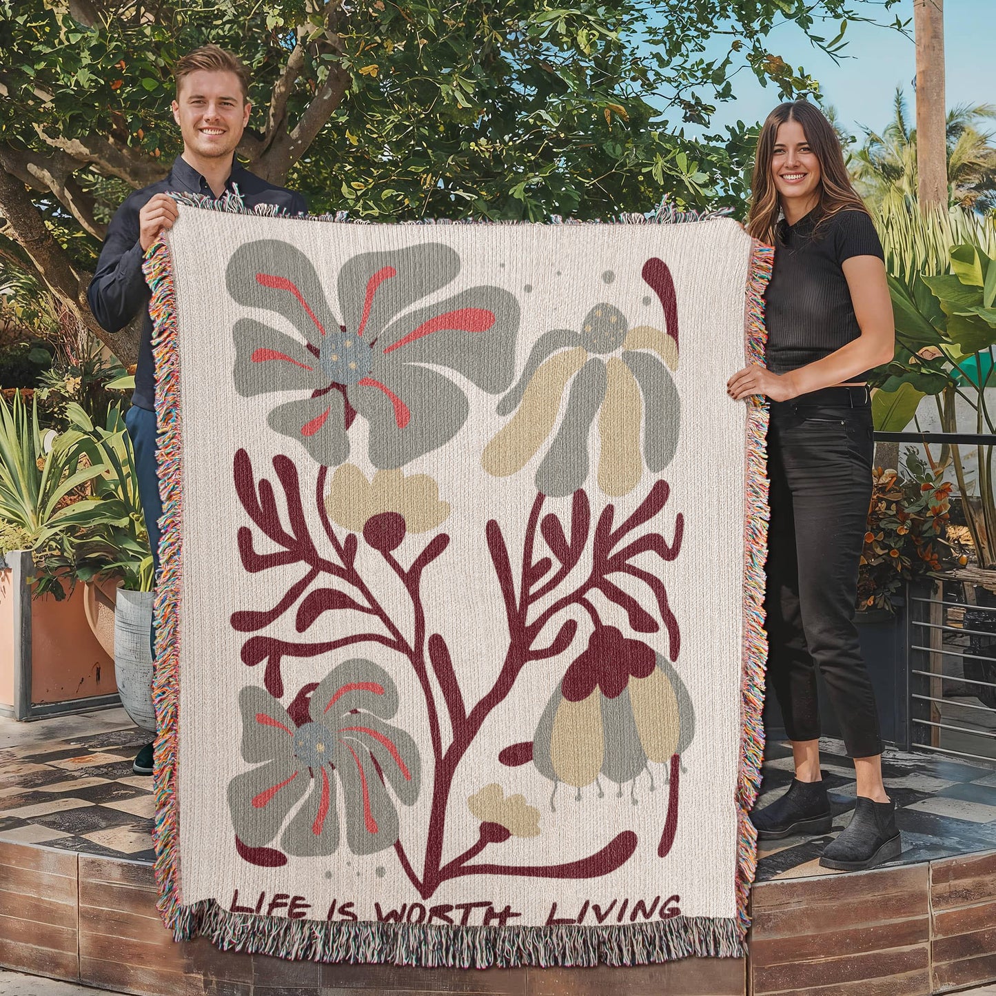 Life is Worth Living Heirloom Woven Blanket