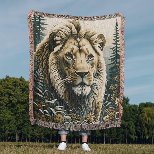 Lion Illustration Heirloom Woven Blanket- Gift for Mothers/Fathers/Sons/Daughters.