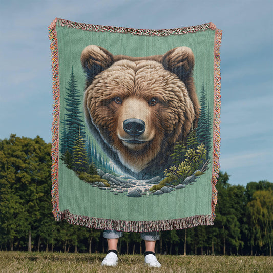 Bear Illustration Heirloom Woven Blanket- Gift for Sons/Fathers.