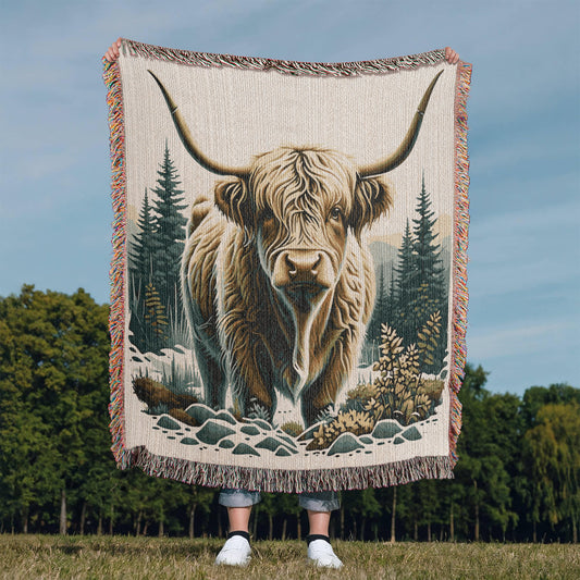 Highland Cow Heirloom Woven Blanket- Gift for Mothers/Daughters/Sons