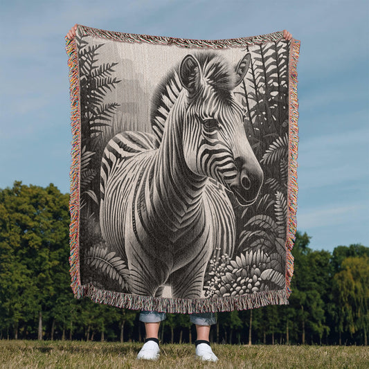 Zebra Illustration Heirloom Woven Blanket - Gift for Mothers/Fathers/Sons.