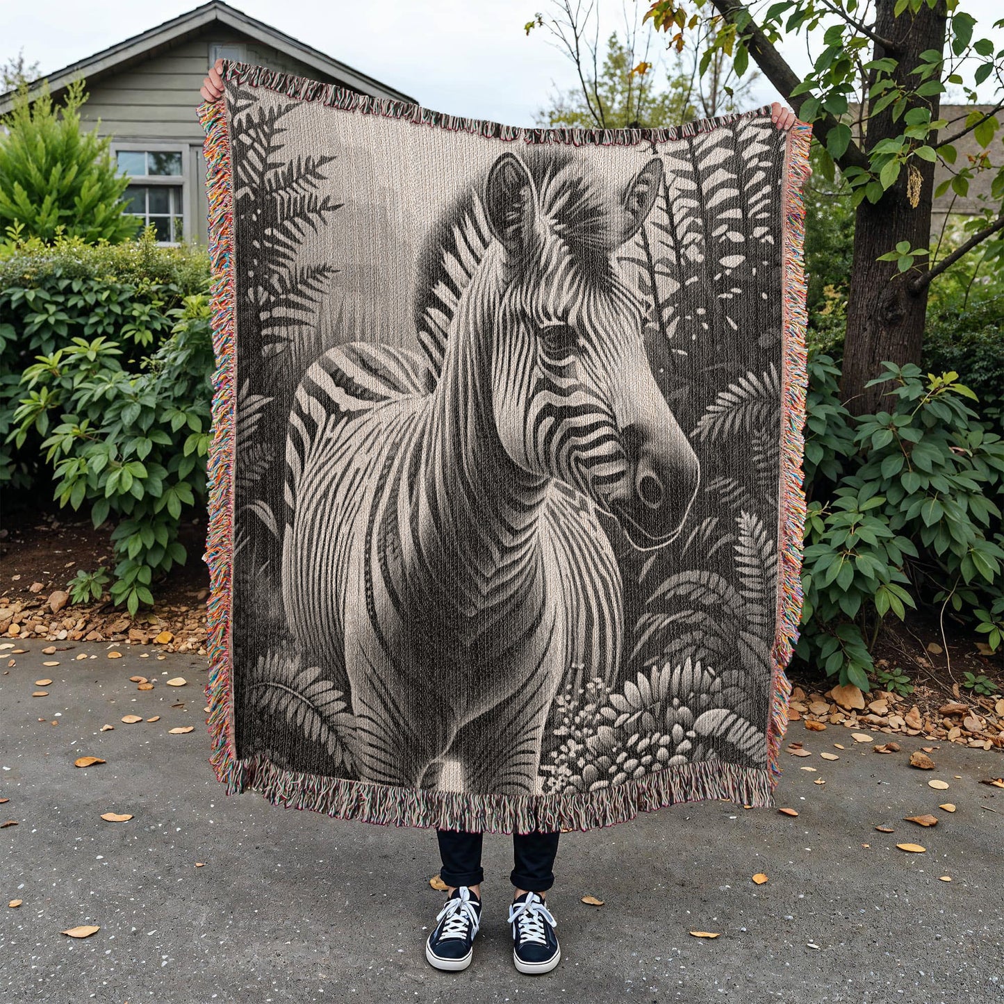 Zebra Illustration Heirloom Woven Blanket - Gift for Mothers/Fathers/Sons.