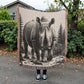 Rhino Illustration Woven Blanket- Gift for Mothers/Fathers/Daughters/Sons.