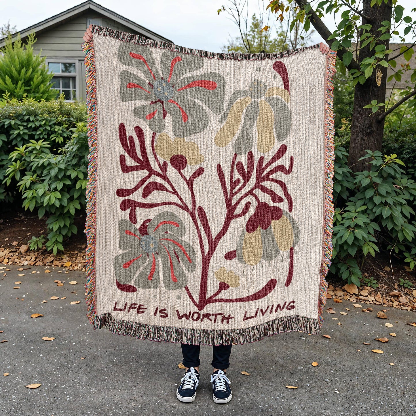 Life is Worth Living Heirloom Woven Blanket