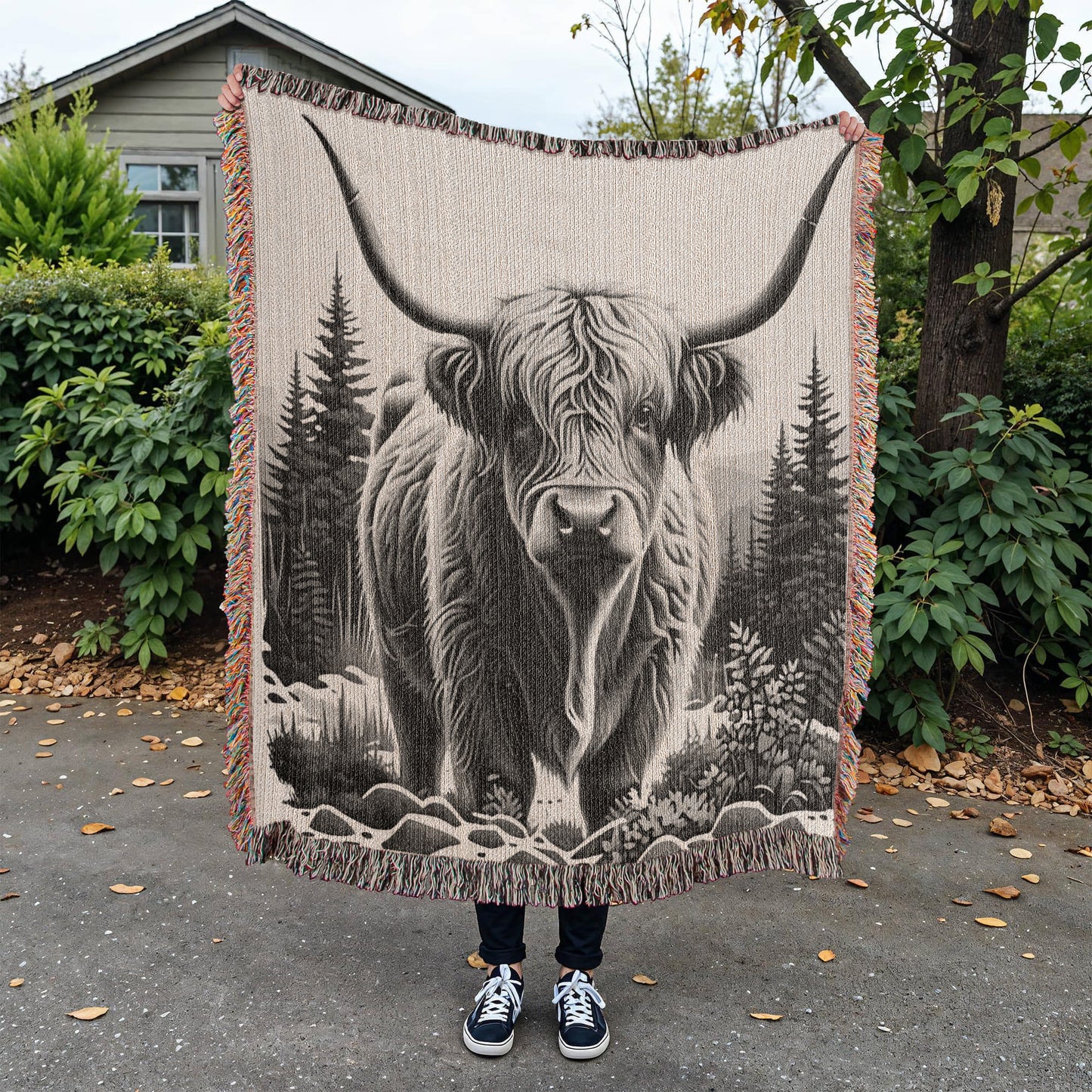 Highland Cow Heirloom Woven Blanket- Gift for Mothers/Daughters/Sons.