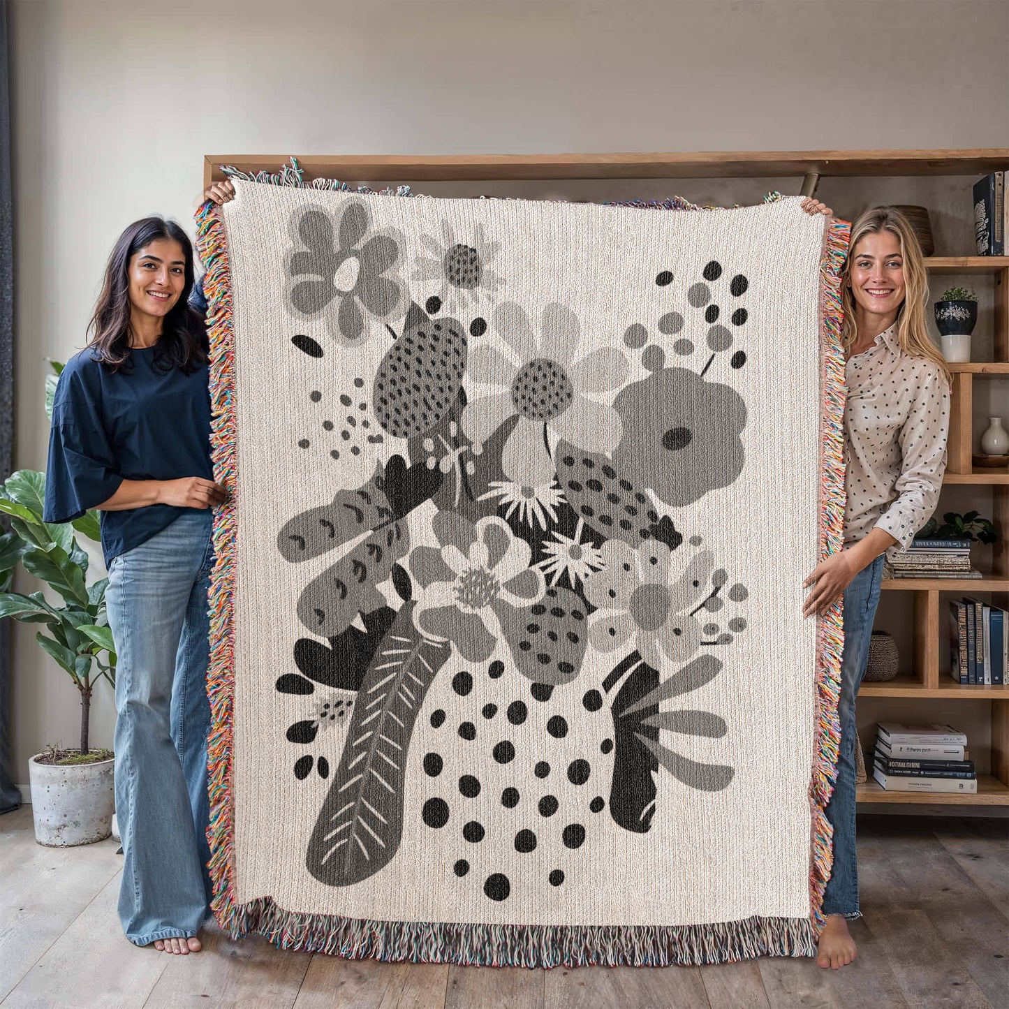 Botanical Bliss Heirloom Woven Blanket- a Gift for Mothers/Daughters.