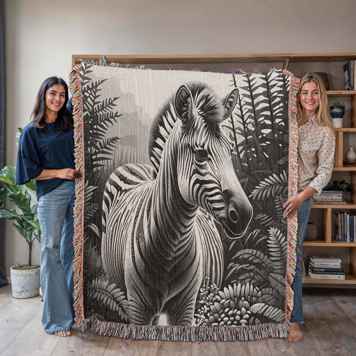 Zebra Illustration Heirloom Woven Blanket - Gift for Mothers/Fathers/Sons.