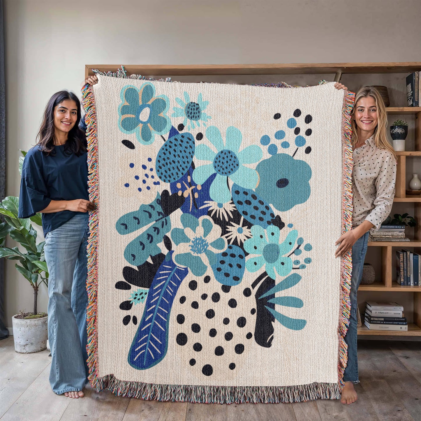 Botanical Bliss Heirloom Woven Blanket- a Gift for Mothers/Daughters