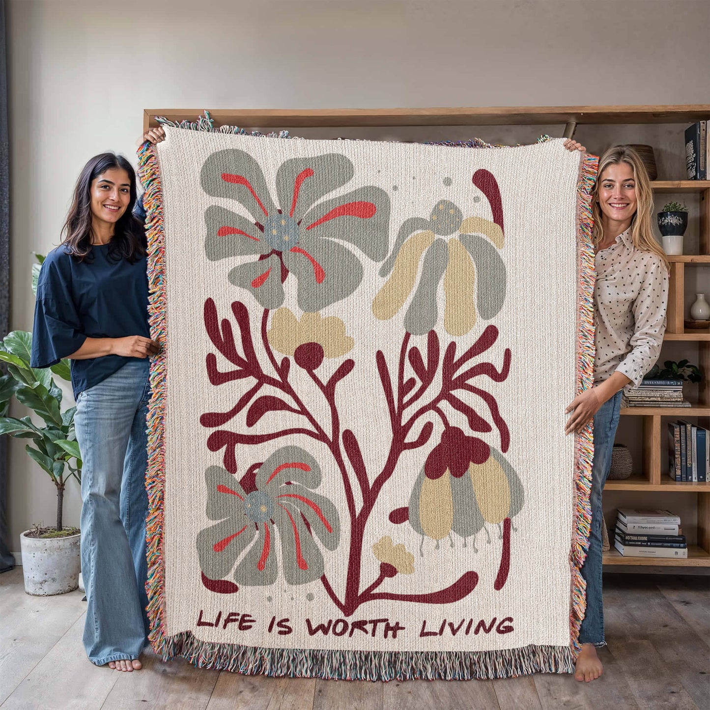 Life is Worth Living Heirloom Woven Blanket