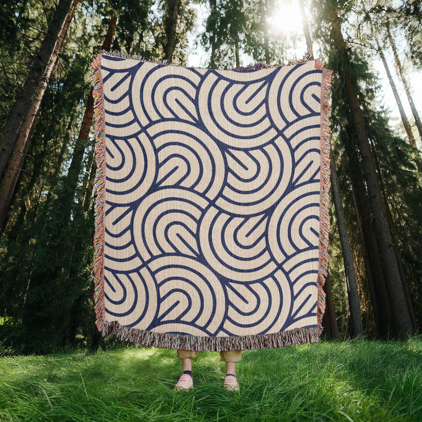 Monochrome Maze Heirloom Woven Blanket- a Gift for Fathers/Mothers/Daughters/Sons.