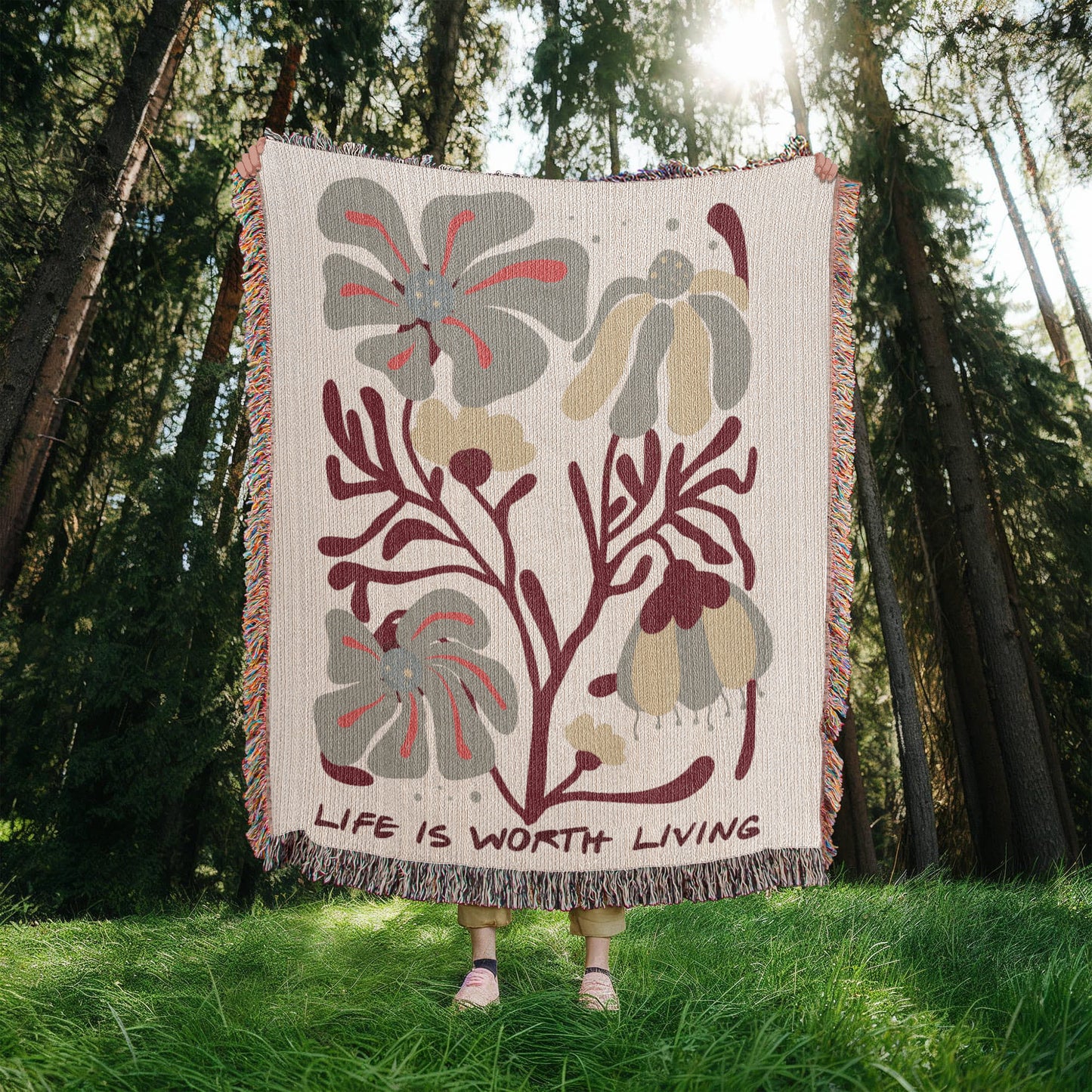 Life is Worth Living Heirloom Woven Blanket