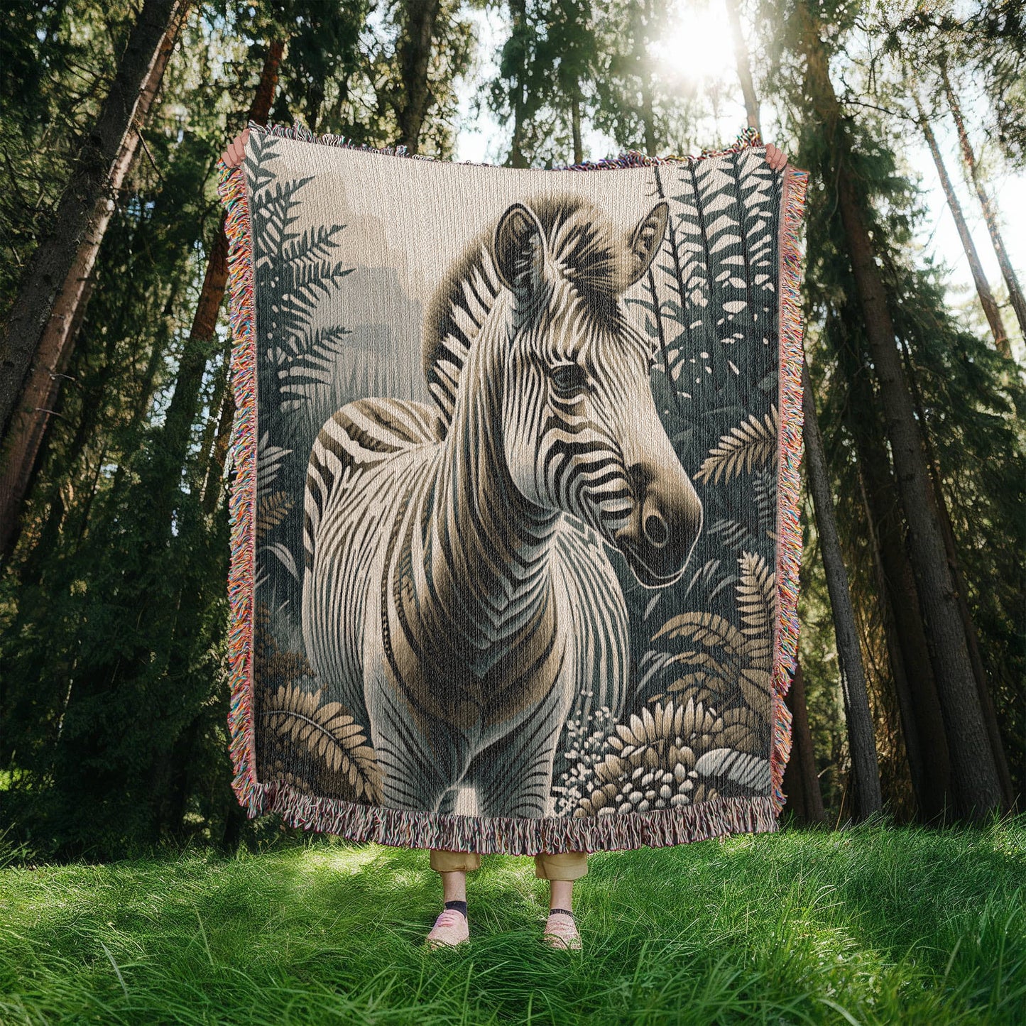 Zebra Illustration Heirloom Woven Blanket - Gift for Mothers/Fathers/Sons