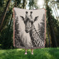 Giraffe Illustration Heirloom Woven Blanket- Gift for Mothers/Fathers/Daughters.