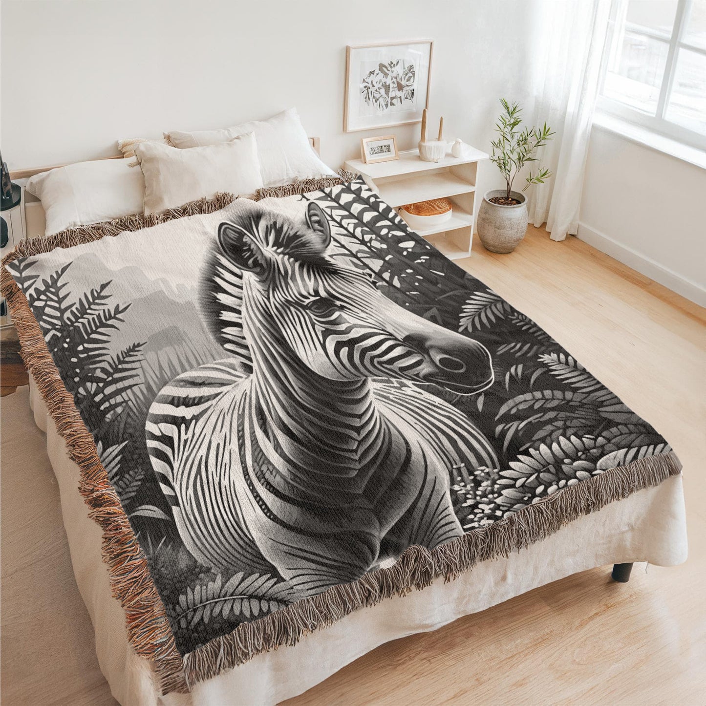 Zebra Illustration Heirloom Woven Blanket - Gift for Mothers/Fathers/Sons.