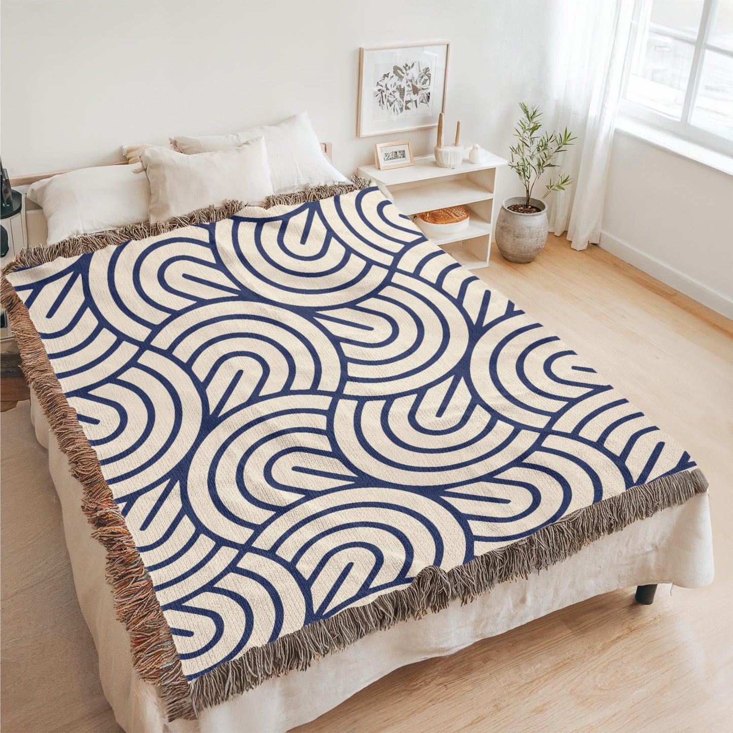 Monochrome Maze Heirloom Woven Blanket- a Gift for Fathers/Mothers/Daughters/Sons.