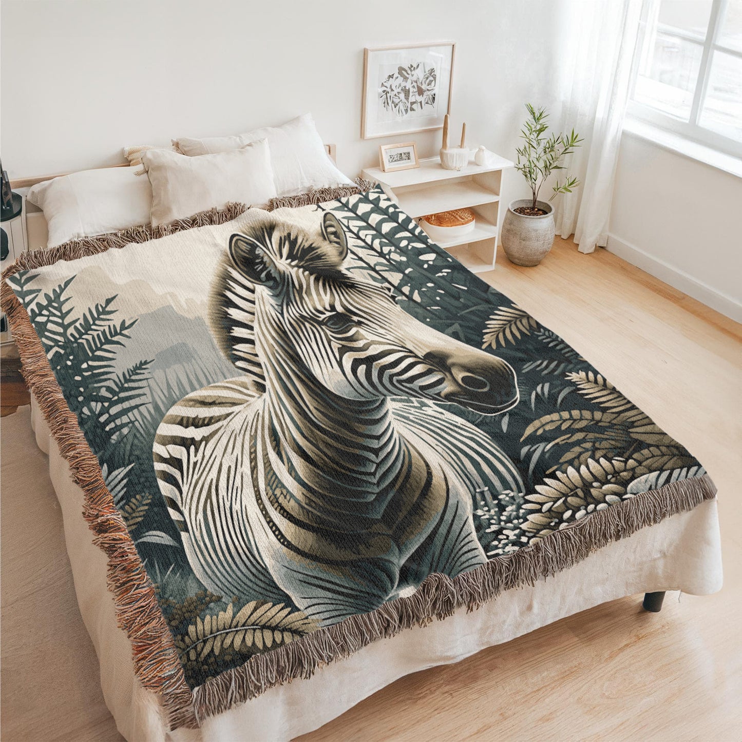 Zebra Illustration Heirloom Woven Blanket - Gift for Mothers/Fathers/Sons