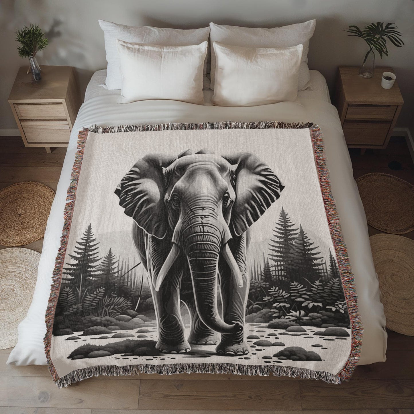 Giraffe Illustration Heirloom Woven Blanket- Gift for Mothers/Fathers/Daughters.