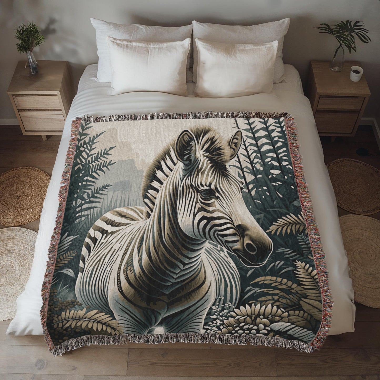 Zebra Illustration Heirloom Woven Blanket - Gift for Mothers/Fathers/Sons