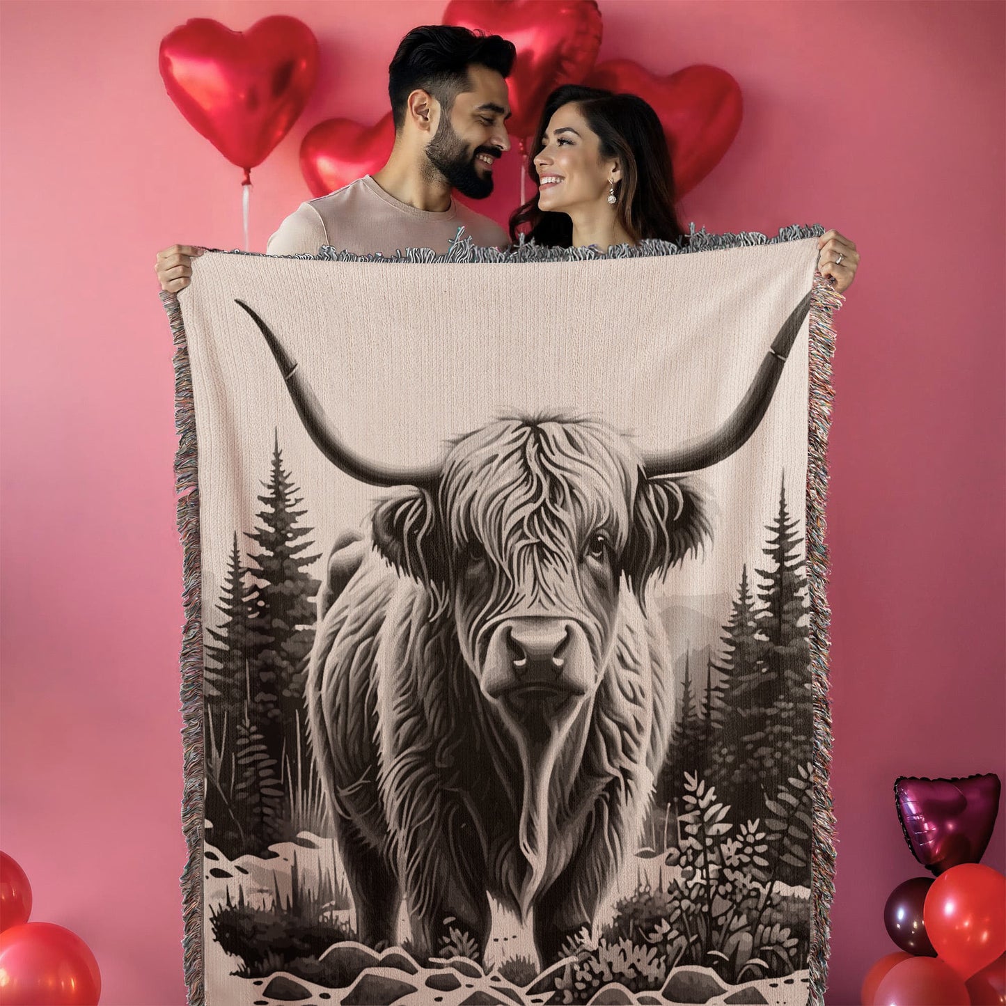 Highland Cow Heirloom Woven Blanket- Gift for Mothers/Daughters/Sons.