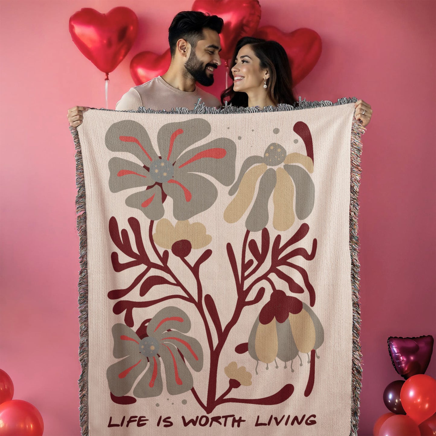 Life is Worth Living Heirloom Woven Blanket