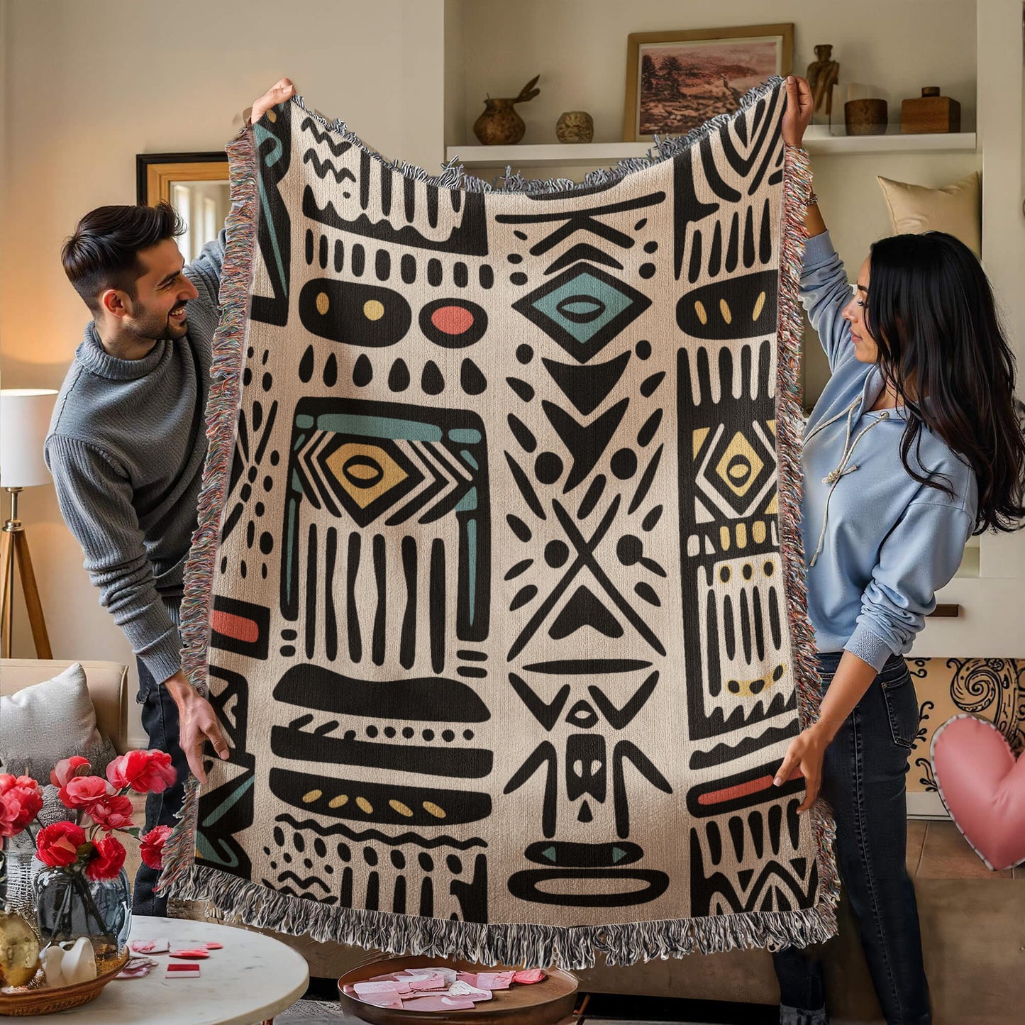 Tribal Tapestry Woven Blanket- a Gift for Mothers/Sons/Daughters