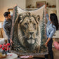 Lion Illustration Heirloom Woven Blanket- Gift for Mothers/Fathers/Sons/Daughters.
