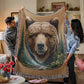 A Bear Illustration Heirloom Woven Blanket- Gift for Sons/Husbands.