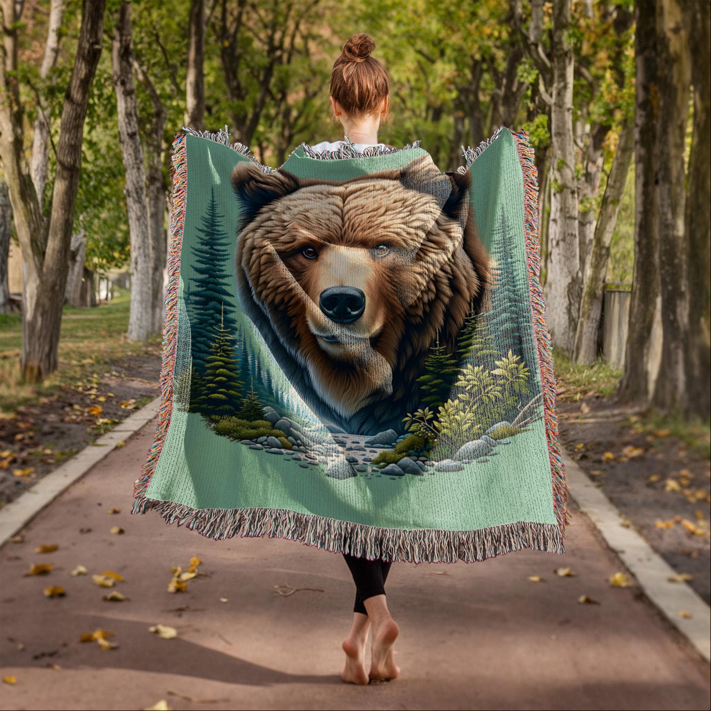 Bear Illustration Heirloom Woven Blanket- Gift for Sons/Fathers.