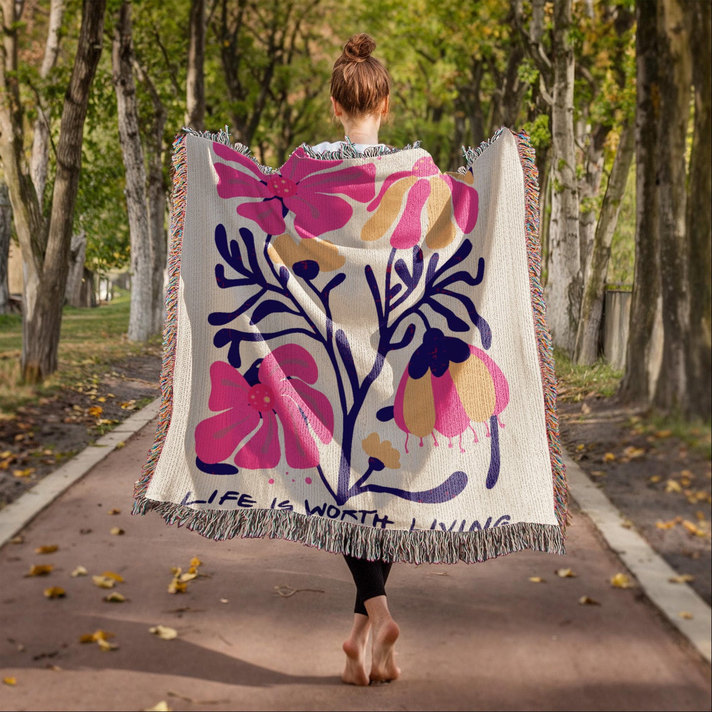 Life is Worth Living Heirloom Woven Blanket- a Gift for Mothers/Sons/Daughters.