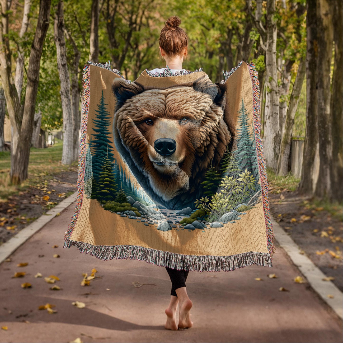A Bear Illustration Heirloom Woven Blanket- Gift for Sons/Husbands.