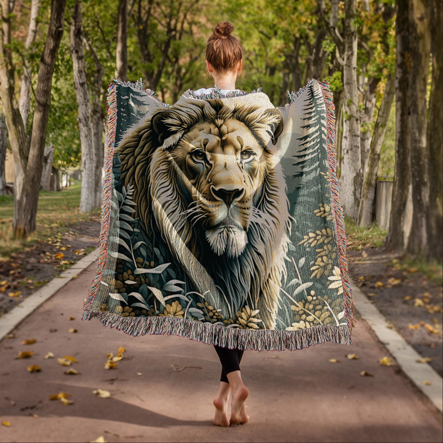Lion Illustration Heirloom Woven Blanket- Gift for Mothers/Fathers/Sons/Daughters.